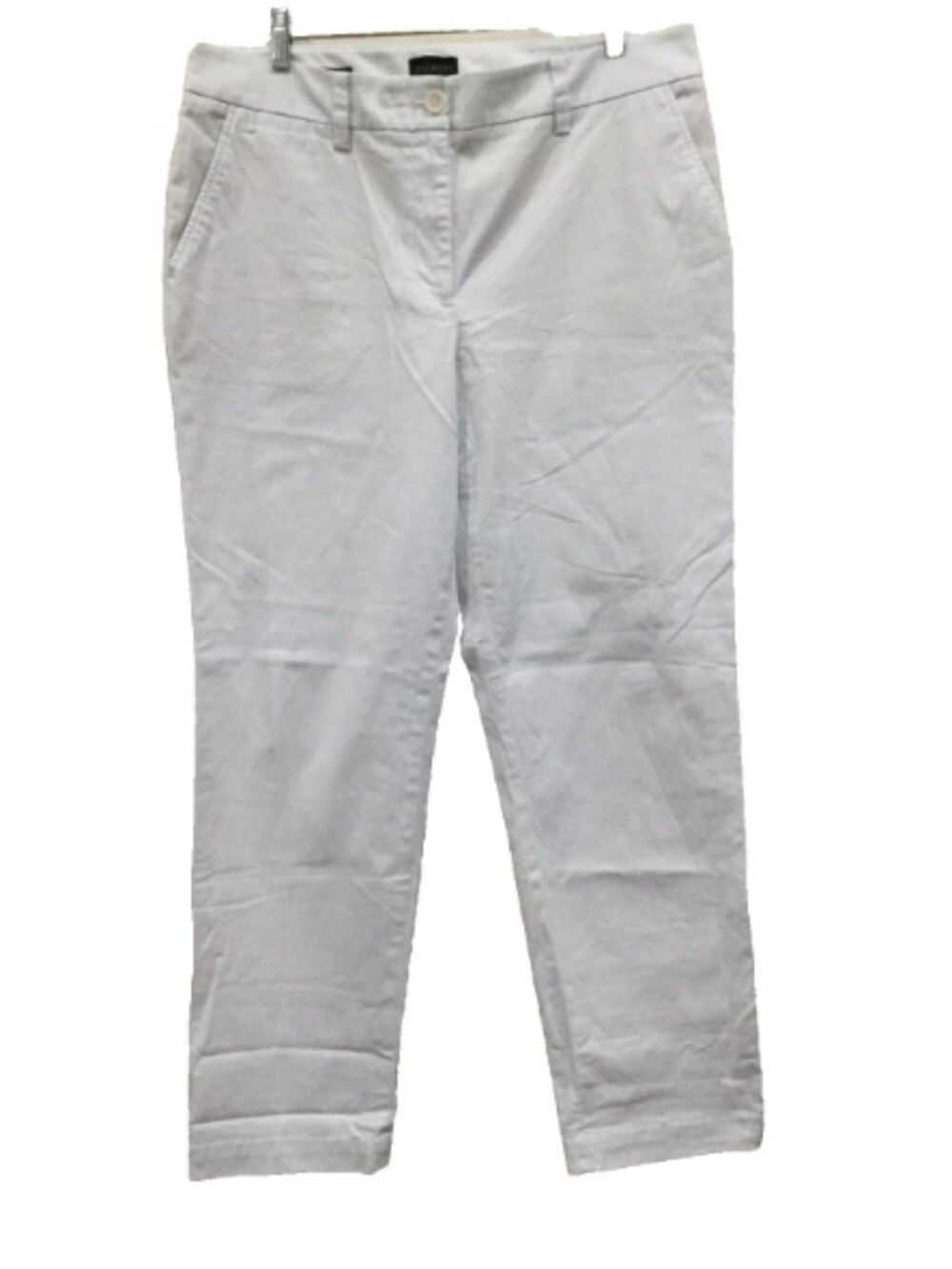 Talbots Women Siz 12 Perfect Chino Pants White Front Pockets Tapered Leg Stretch